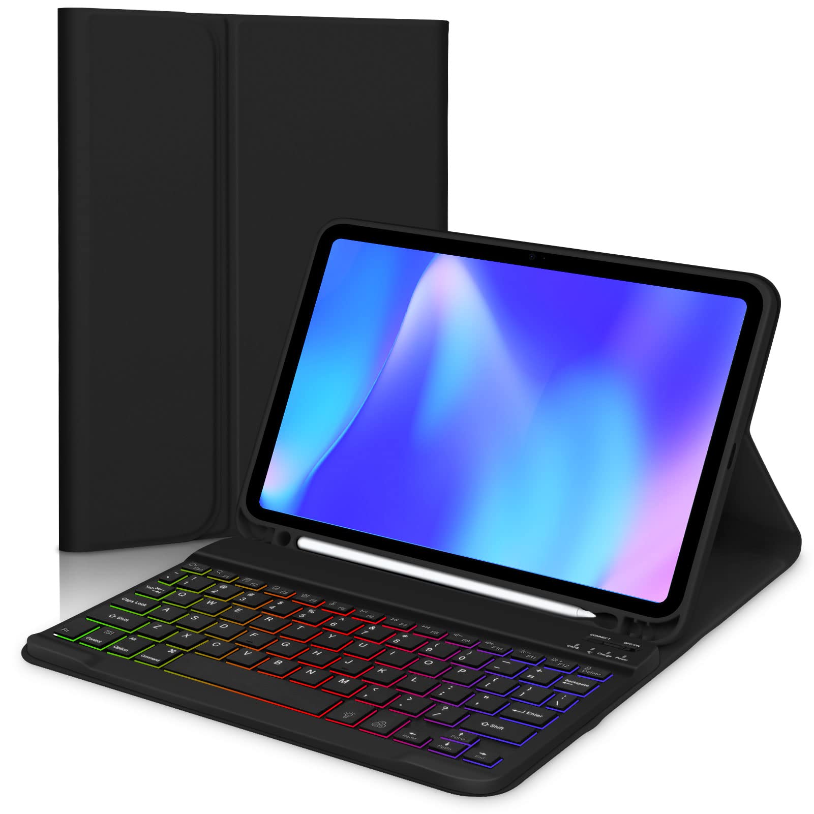 GOOJODOQ for iPad 10th Generation Case with Keyboard 10.9 Inch, 7 Colors Backlit Wireless, Detachable Folio Keyboard Cover with Pencil Holder for iPad 10th Gen 2022 (Black) (B0D8RZB3H2) Amazon Price History, Amazon Price Tracker