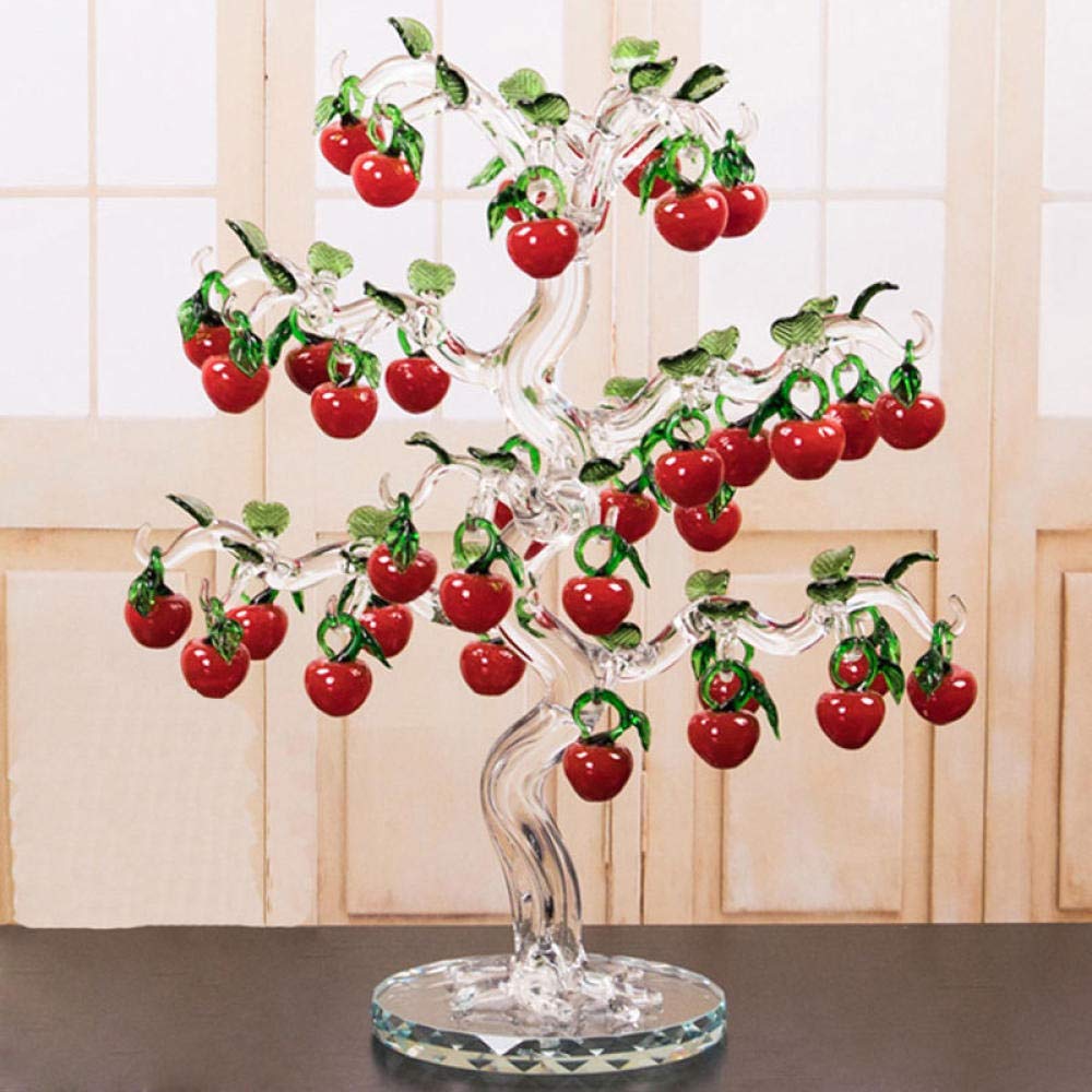 MCWJ Cristal Cristal Cerezo estatuillas artesanía fengshui Ornamento casa decoración navideño año Nuevo Regalos Souvenirs decoración Adorno-6 PCS CERRRIAS ÁRBOL
