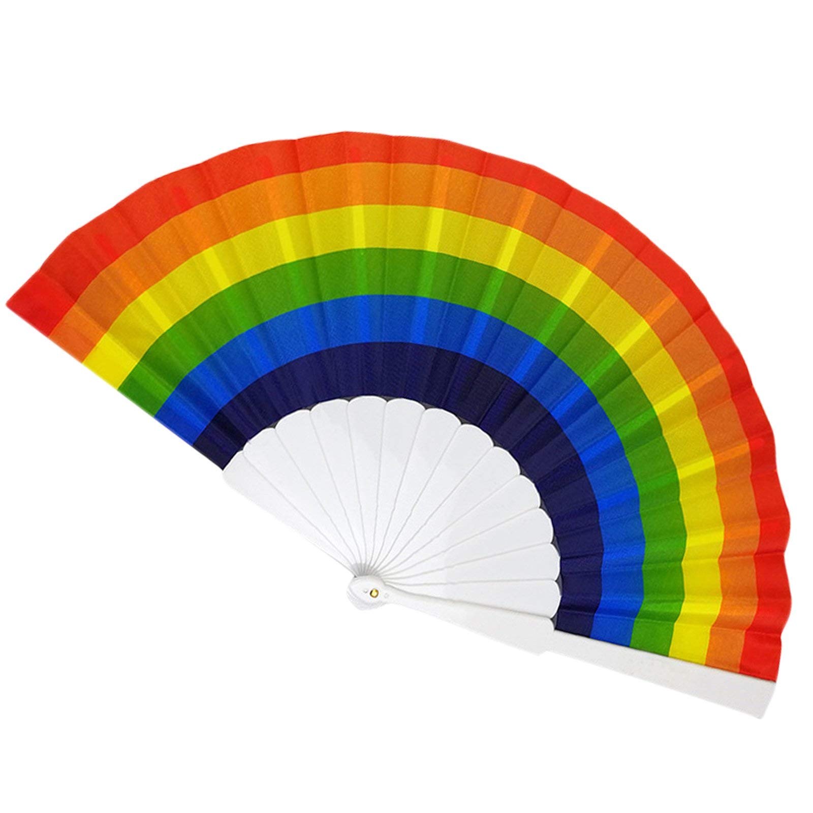 WS UK Fabric Handheld Folding Fan [Rainbow]