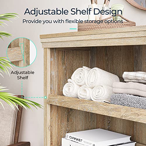 Linsy Home 3-Tier Bookcase Display Storage Shelves Farmhouse Bookshelf For Home Office, Living Room, Bed Room - Light Brown #TOP4