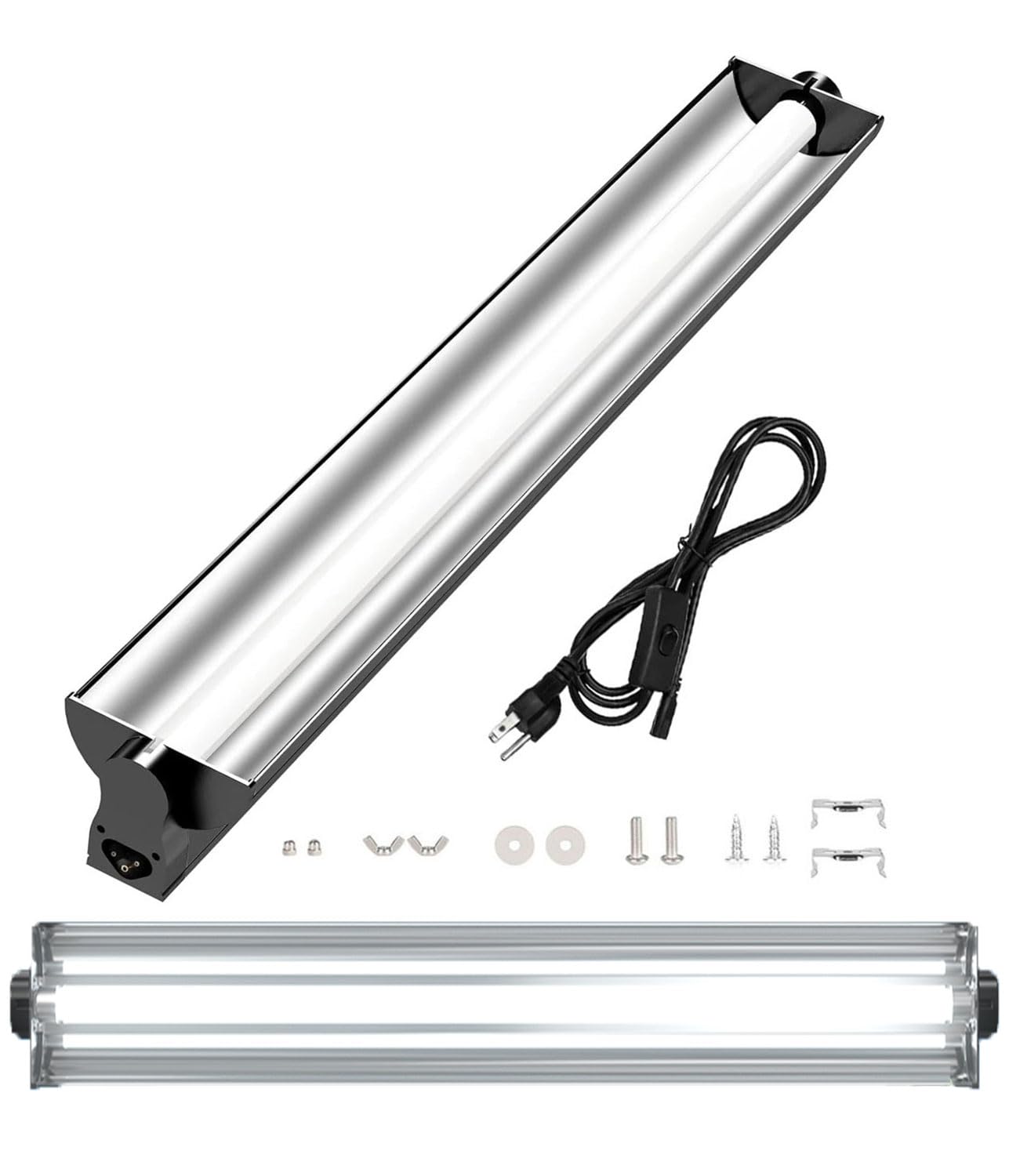 24W T5 UVB Reptile Light Fixture Combo Kit – 10.0 UVB Fluorescent Tube for Bearded Dragons, Lizards & Tortoises – UVA UVB Reptile Light, 22" Terrarium Hood (UVB 10.0-Desert, 22INCH-24W)