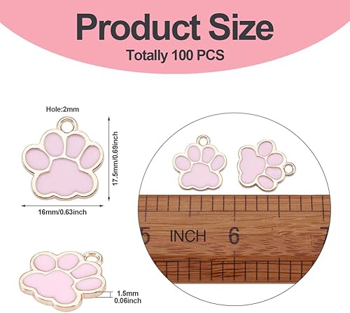 Miniatura 8 de Abalorio esmaltado con estampado de pata de perro y gato con purpurina en polvo de aleación de esmalte de gato y perro, dijes para llavero, joyería