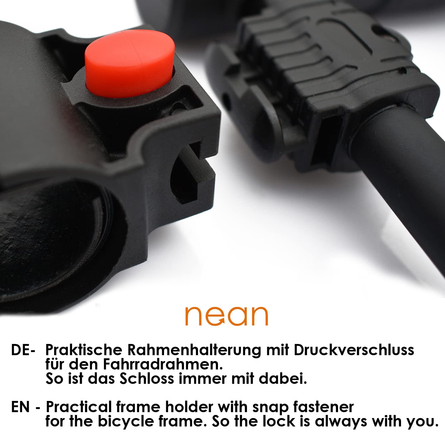 Image secondaire de nean Antivol de vélo à étrier de qualité supérieure avec support et 2 clés de sécurité, Ø 14 mm, 265 x 173,5 mm, noir