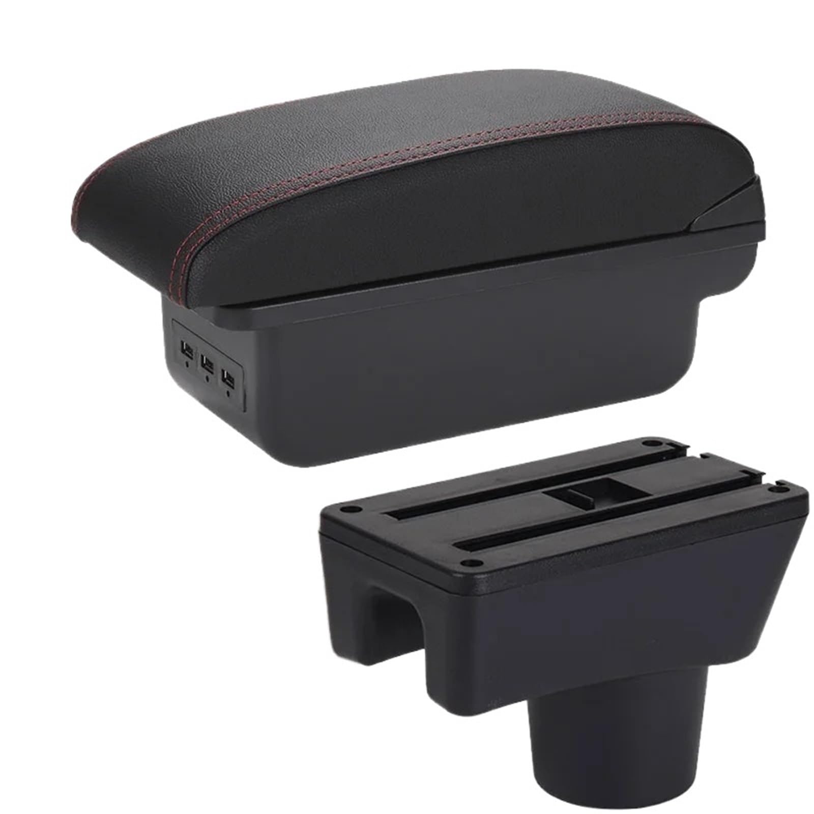 NOKRGQW Car Armrest Box For Dodge Attitude For Mitsubishi For Space For Star Attrage For Mirage Car Armrest Storage Box Accessories(B1 Black red 3USB)