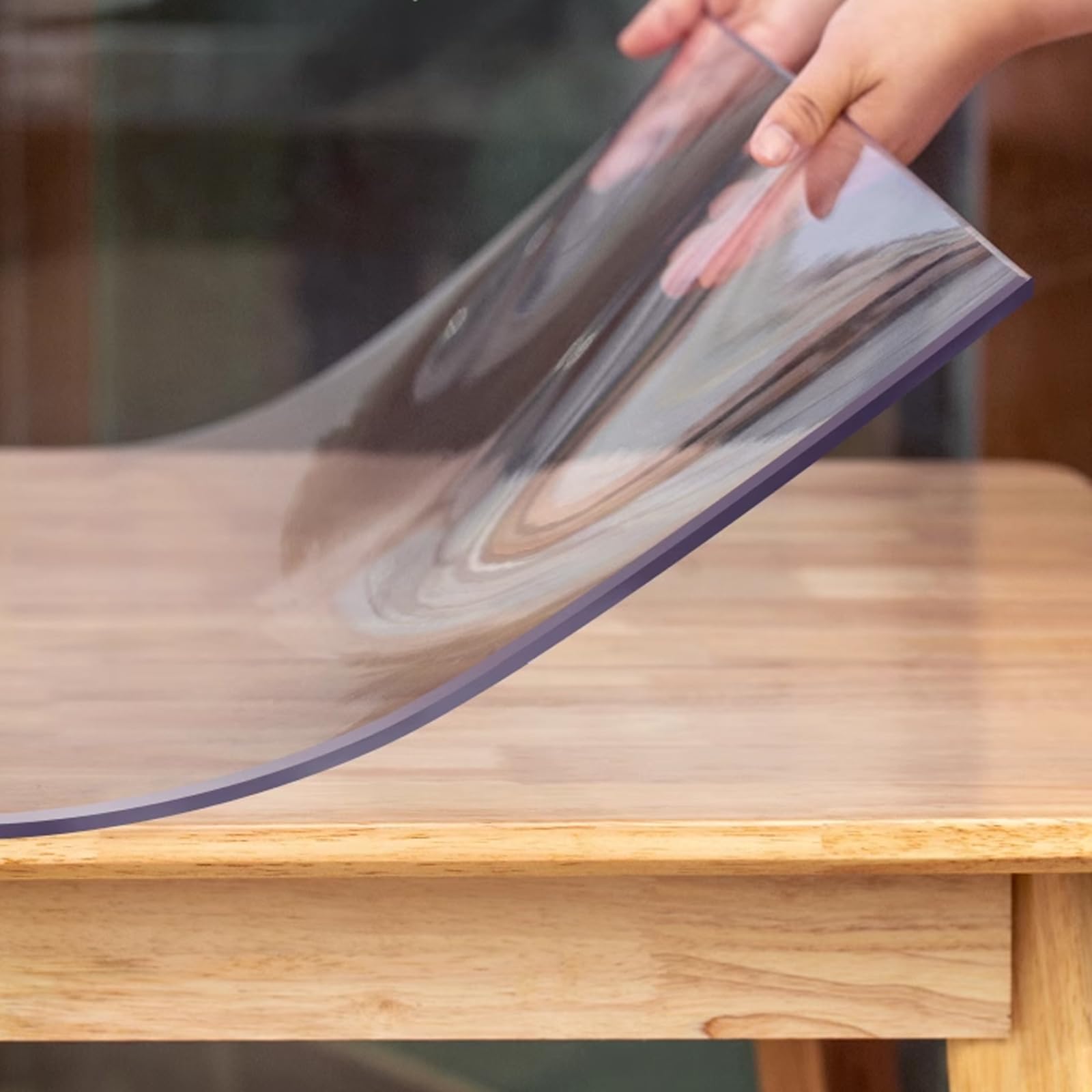 Protector de Mesa Transparente de PVC de 1.5mm para Trabajo Pesado,Mantel Rectangular,Cubierta de Mesa con Bisel de 75°,Mantel de Escritorio Sin Encogimiento y Sin Olor (75x150cm/30x59in)