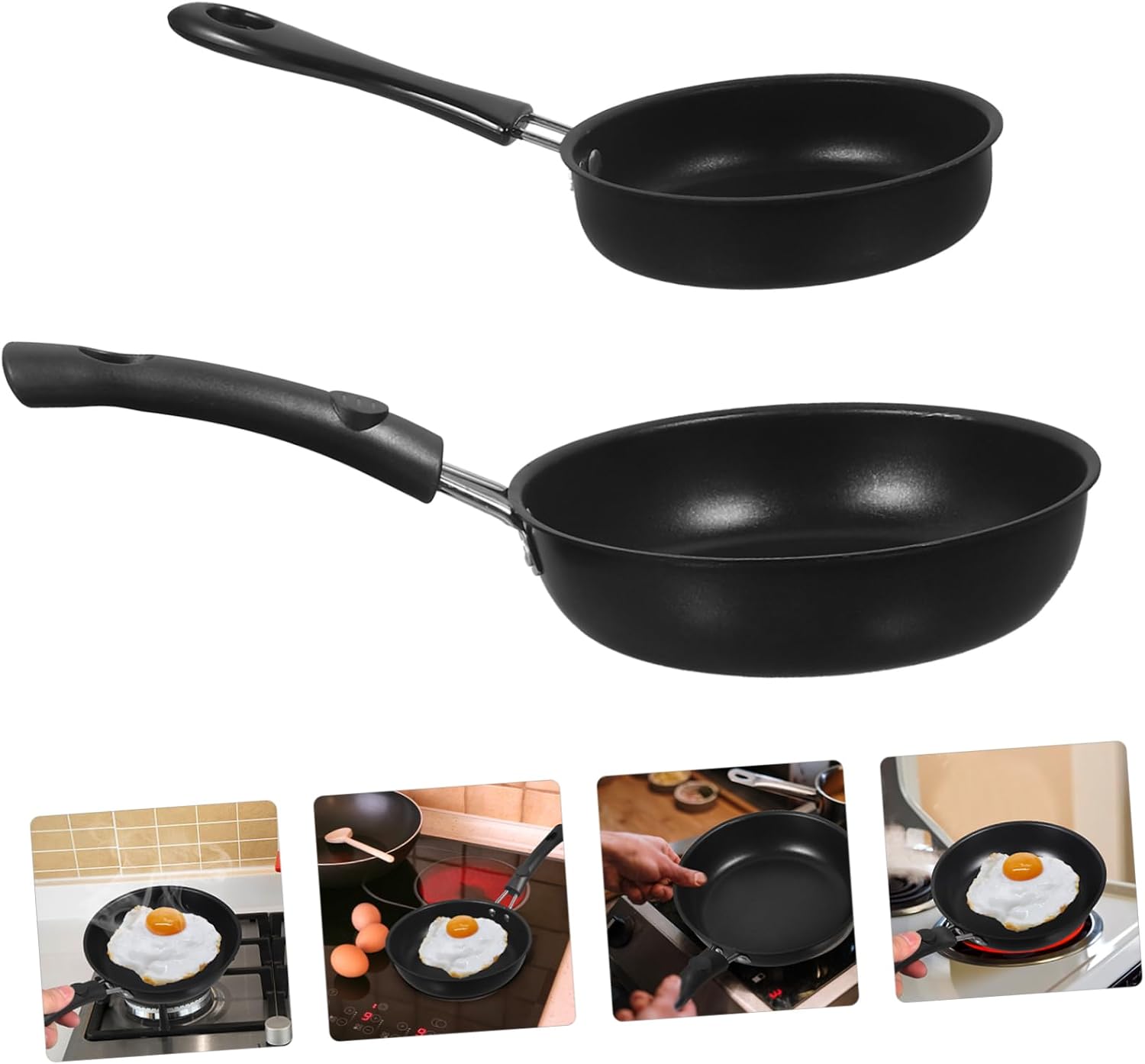 Cabilock 2pcs Cooking Tool Set Mini Omelette Pan Nonstick Pan for Breakfast Flat Omelet Maker for Eggs Steak