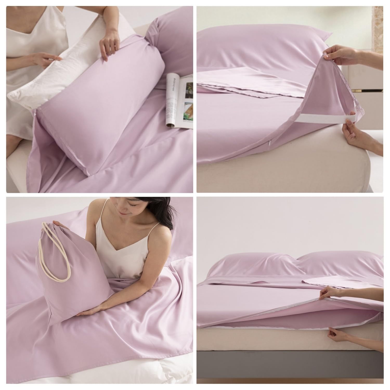 Sac De Couchage en Coton 1 2 Personnes Draps, avec Fente Couchage pour Oreiller pour Hôtel, Motel Et Voyage en Sac à Dos, Drap De Camping Léger