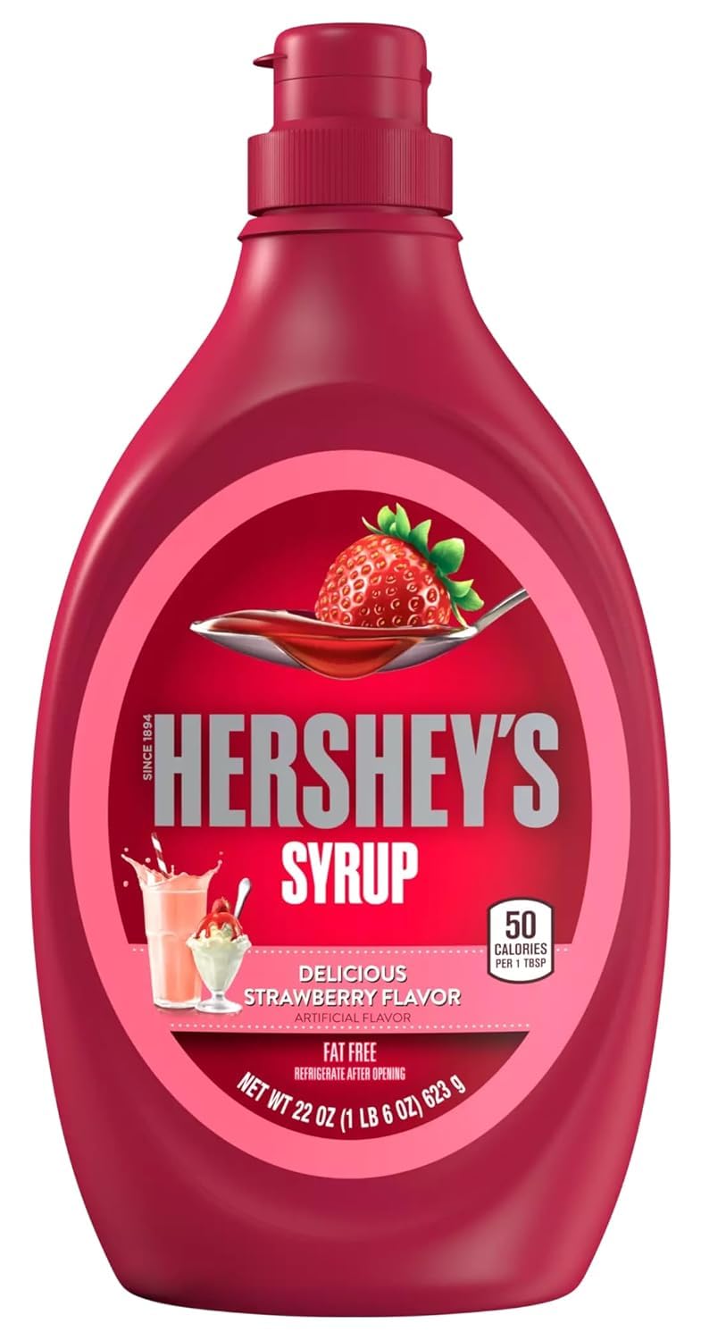 Hershey Dessert Syrup Variety Pack, 3 Tasty Flavors Chocolate 24 oz, Strawberry 22 oz and Caramel 22 oz, Delicious Toppings for Any Dessert