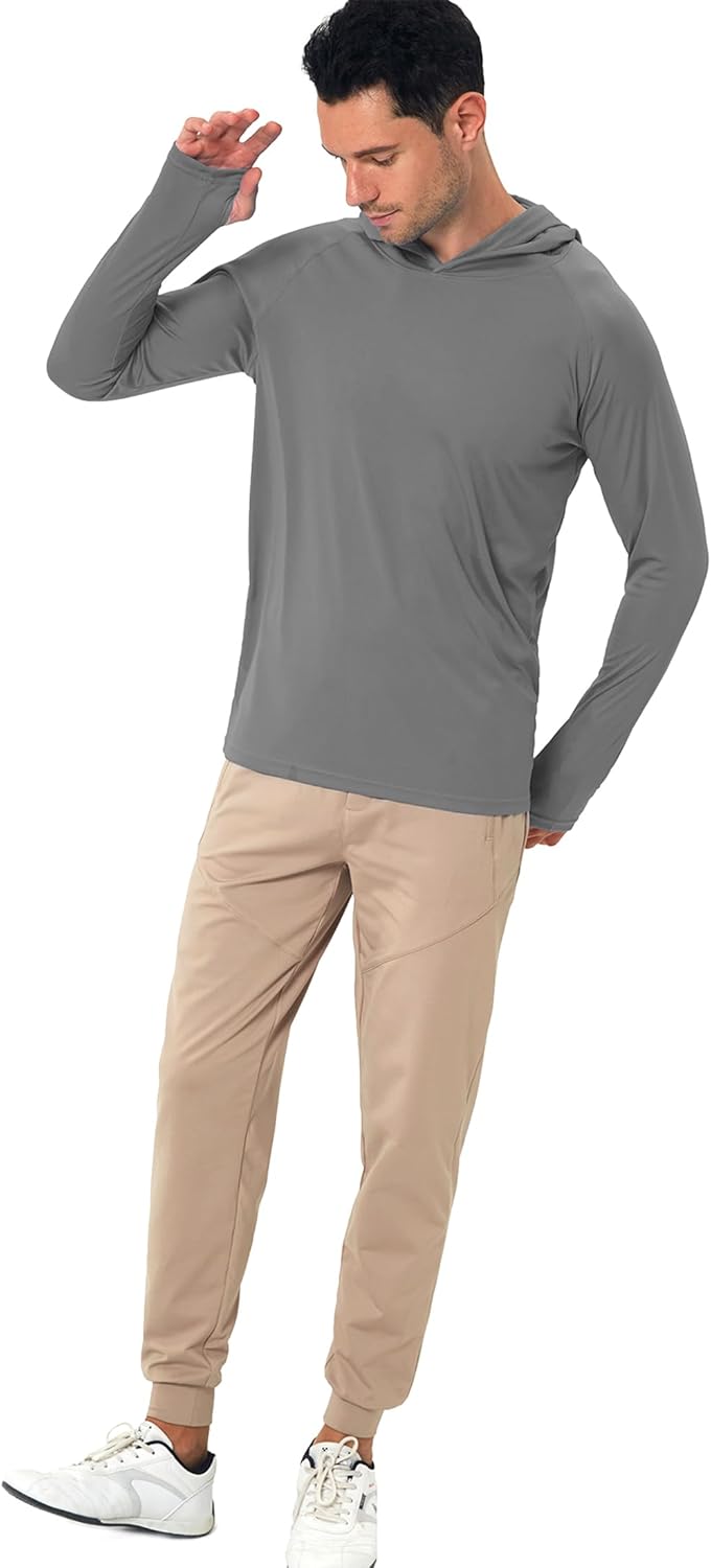 Men's Sun Protection Hoodie Rash Guard Shirts Long Sleeve UPF 50+ Swim Fishing Shirt with Hood Lightweight UV SPF - Image 7