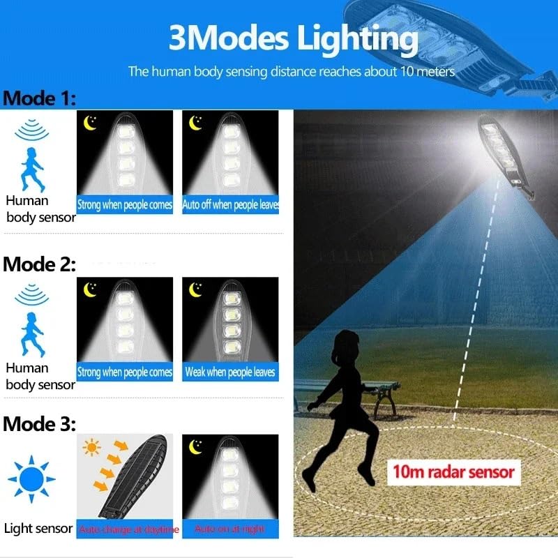 Reflektory zewnętrzne, Lampy solarne LED Zewnętrzna ogrodowa lampa uliczna z czujnikiem ruchu i pilotem wodoodpornym(W779B)