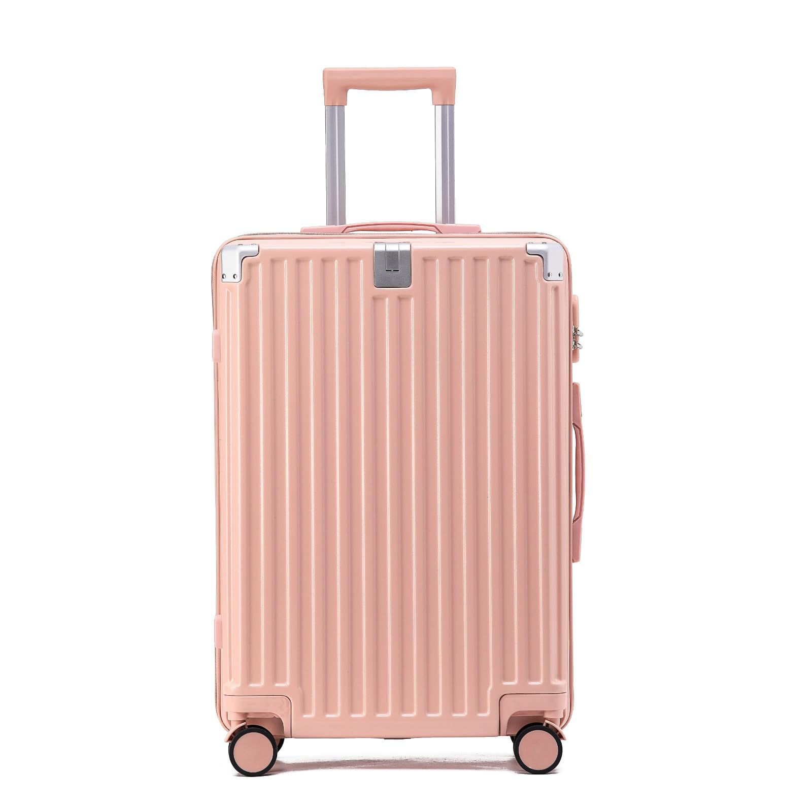 pyb Carrier - Suitcase Trolley Bag, Anti-Theft Lock, Hook, Anti Collision Corners, Noiseless 360° Rotating 8 Wheels, Lightweight (Light Pink, Cabin 20 inch)-picture-22