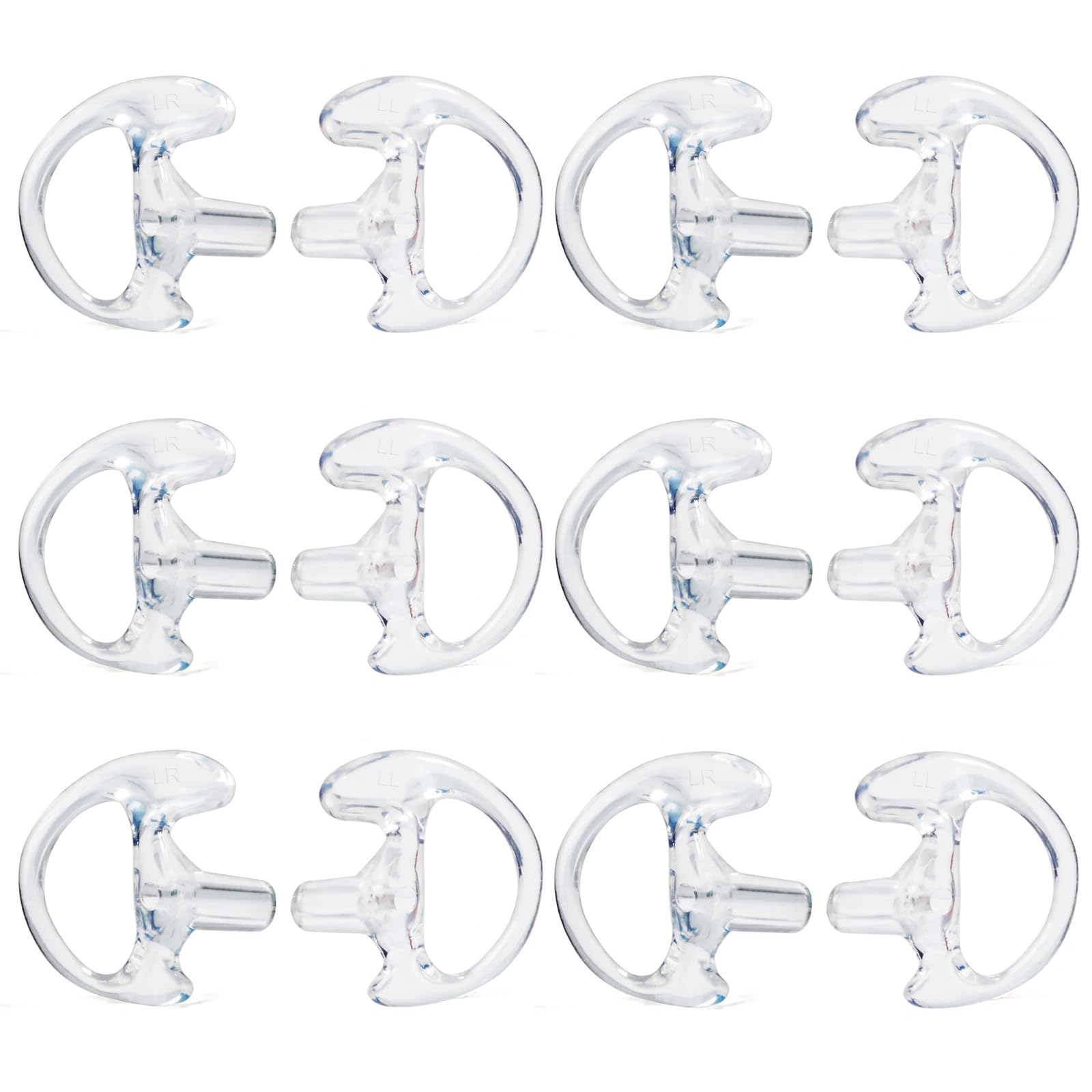 UAYESOK Replacement Earmold Soft Silicone Ear Buds Eartips for Motorola Kenwood Two Way Radio Air Acoustic Coil Tube Walkie Talkie Covert Earpiece Headset (Large*6