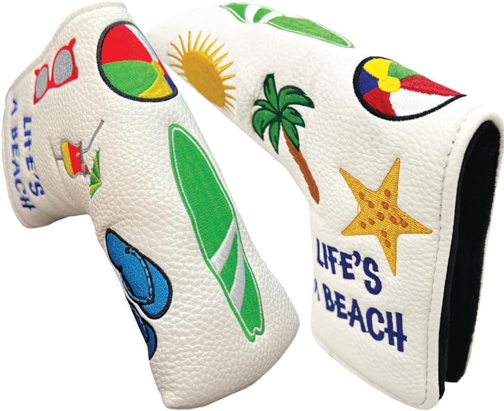 Giggle Golf Beach Collection Golf Club Headcovers. Fits Blade, Mallet, and Hybrid/Utility Clubs (Beach & Tiki Designs). Premium Embroidery – Great Gifts Men and Women