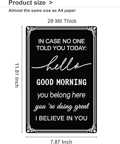 Miniatura 7 de Letrero de metal inspirador de 8 x 12 pulgadas, arte de pared con cita motivacional, en caso de que nadie te haya dicho hoy, letreros de aula,