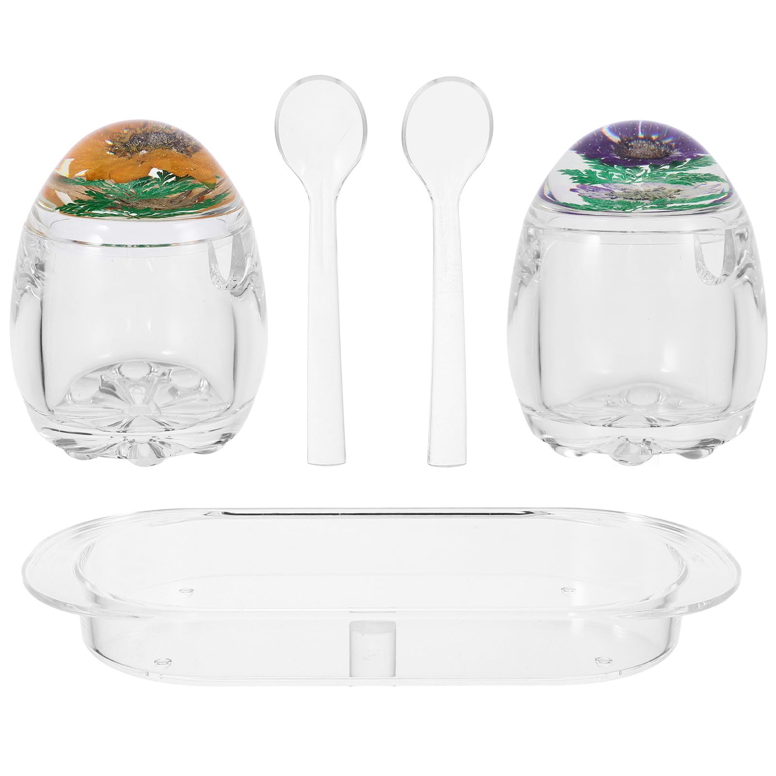 Klarer Acryl Gewürzbehälter mit Blumenmusterdeckel Multifunktionaler Gewürzhalter für Zucker und Salz in Heimischen Küche 1 Satz Zufälliger Stil