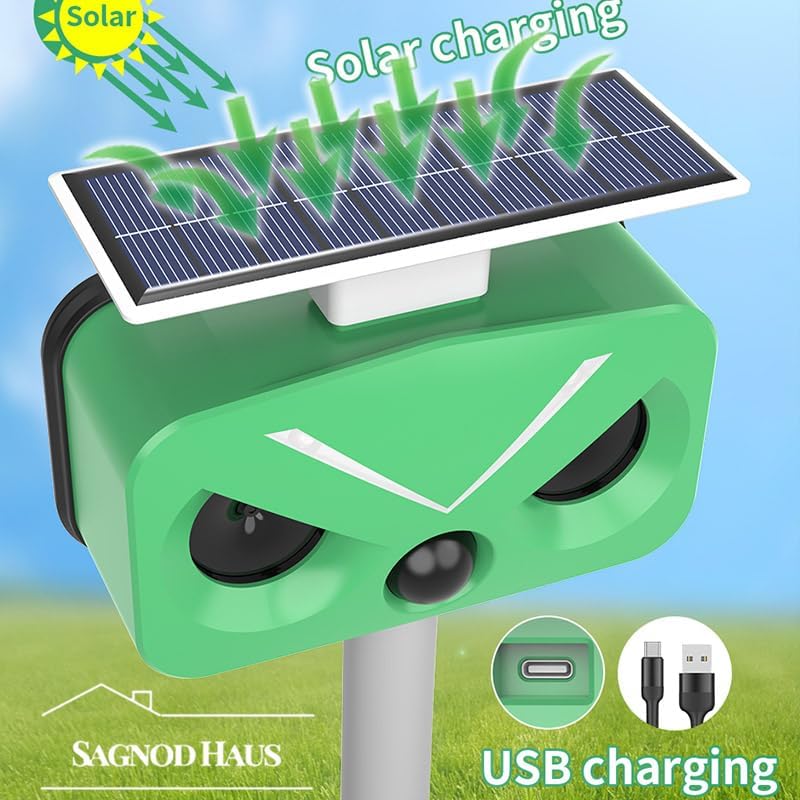 Miniatura 6 de Repelente de animales para exteriores, repelente ultrasónico de plagas con movimiento, sensor de luz y sonido para