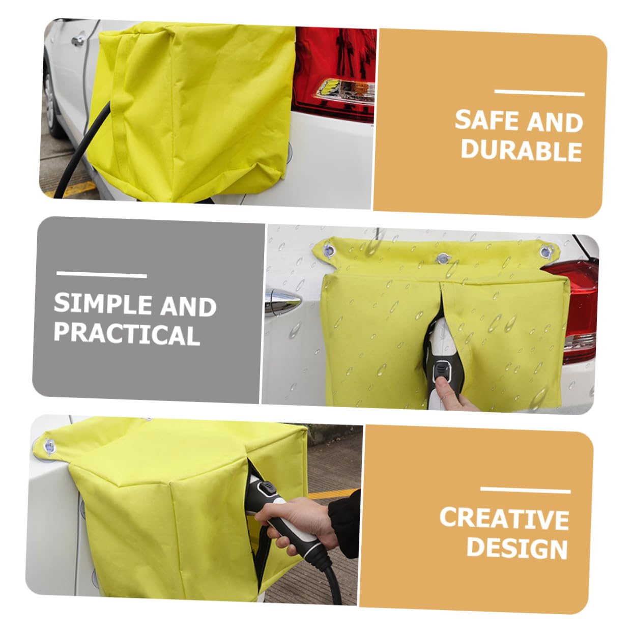Housse de Protection Jaune pour Chargeur de Véhicule Électrique Résistante à Neige Gel Imperméable en Tissu Oxford pour Usage Extérieur en Hiver