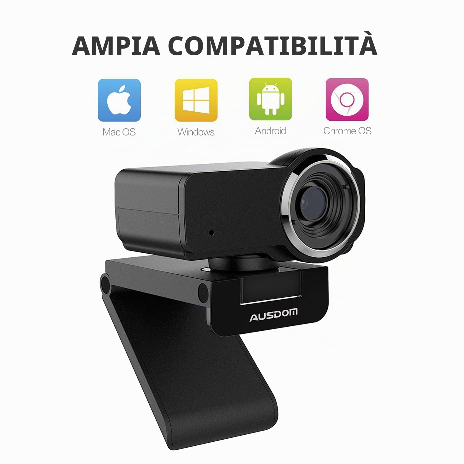 AUSDOM AW635 HD 1080p Streaming Webcam con Microfono per PC, USB Web Camera Non grandangolare Perfetto per Fare Video lezioni e Video chiamate casa Lavoro apprendimento a Distanza Mac Computer Zoom
