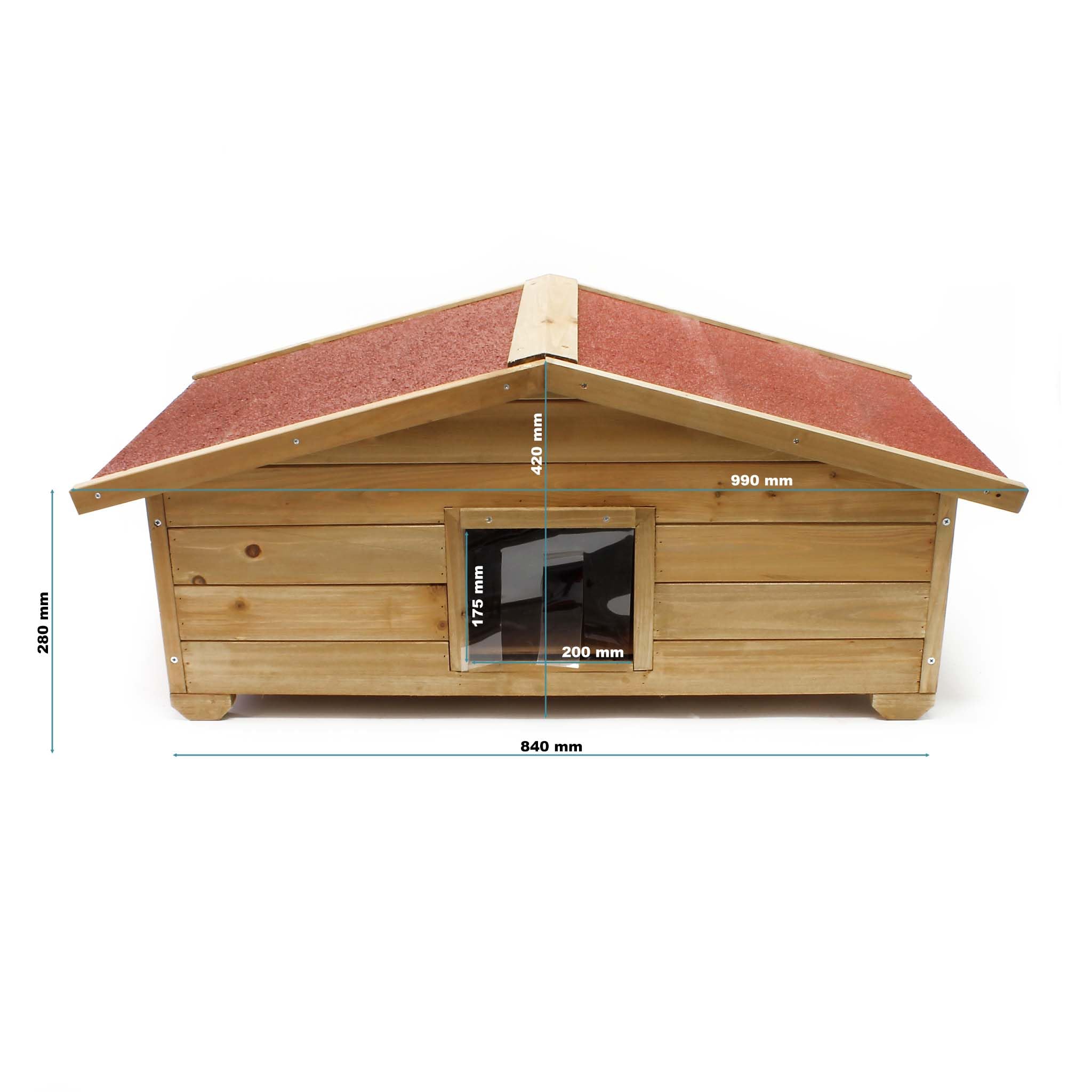 Wiltec Niche de Chat Taille L – 990 x 520 x 420 mm – avec Porte, Toit bitumé, Isolation 3 Couches – Maison pour Chats Chatons Outdoor Maisonnette extérieure