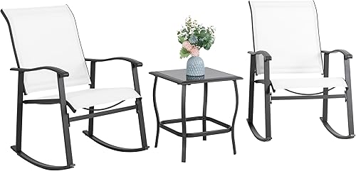 Vongrasig Juego de 3 piezas de muebles de patio pequeños de tela textileno, juego de muebles de patio pequeños, juego de conversación con mesa de