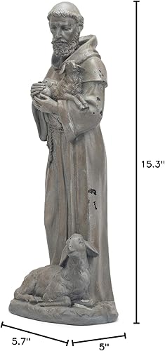 Miniatura 6 de Roman Giftware Inc., Colección de jardín, estatua de Francisco de 15.25 pulgadas de alto, religiosa, inspiradora, duradera (5 x 5 x 15 pulgadas)