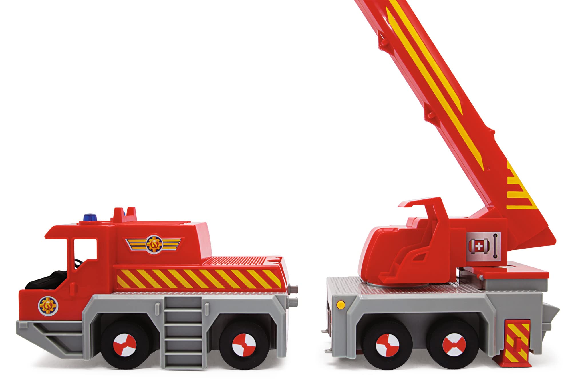 Simba 109252517 - Feuerwehrmann Sam Spielzeug-Kran (50 cm) - 2-in-1 Rettungs-Fahrzeug (Auto & Kran) für Kinder ab 3 Jahren, mit Seilwinde, Figur, Licht & Sound (inkl. Batterien)
