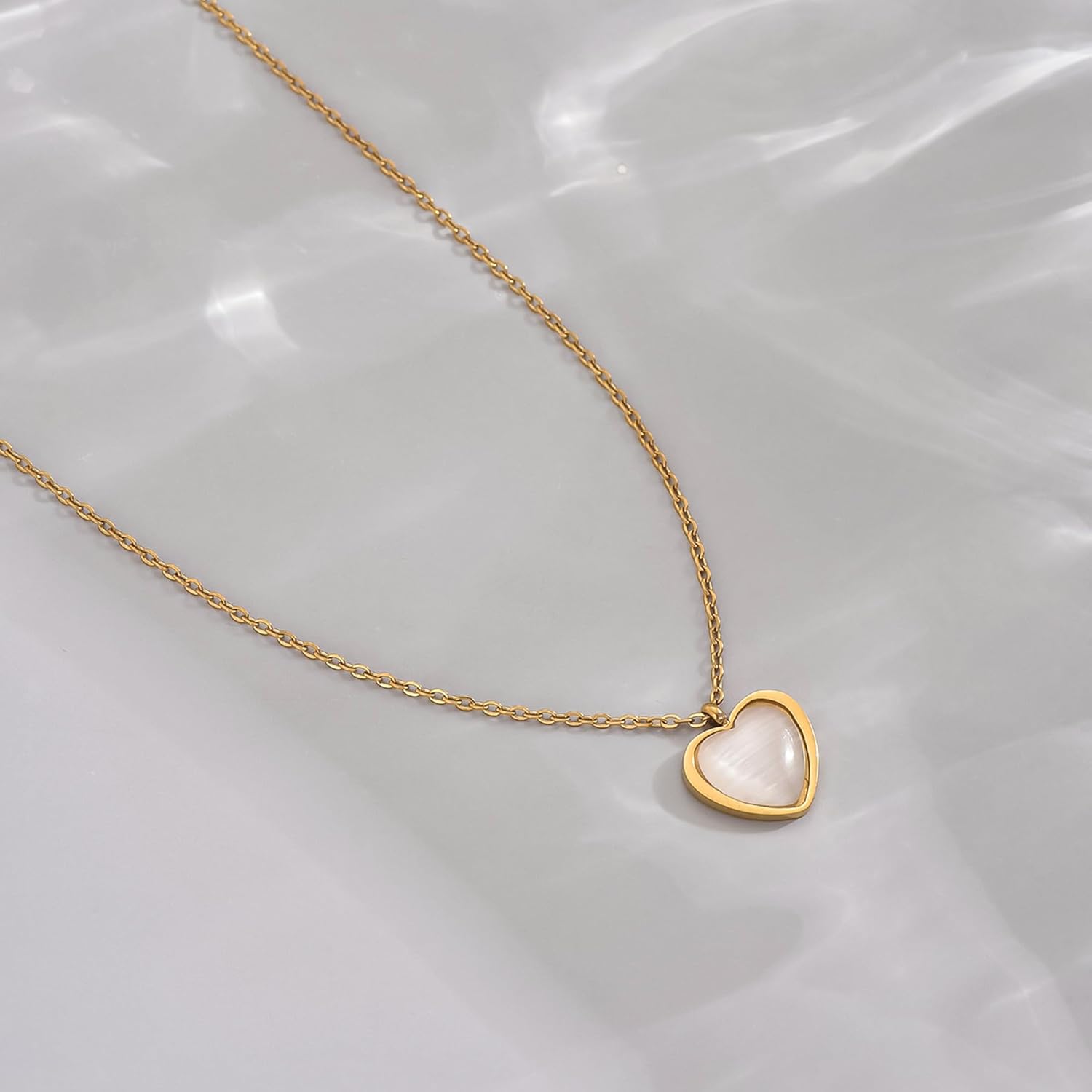 18K Gold Plated Heart Necklace for Women, Small Cute Red Crystal heart pendant, Tiny Love Green Cubic Zircon Diamond Choker Necklace, Adjustable Simple Necklaces, Birthday Bridesmaid Christmas Gifts - Image 6