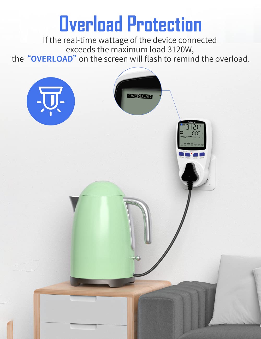 Power Meter Dual Tariffs Upgrade, Maxcio Electricity Usage Monitor UK