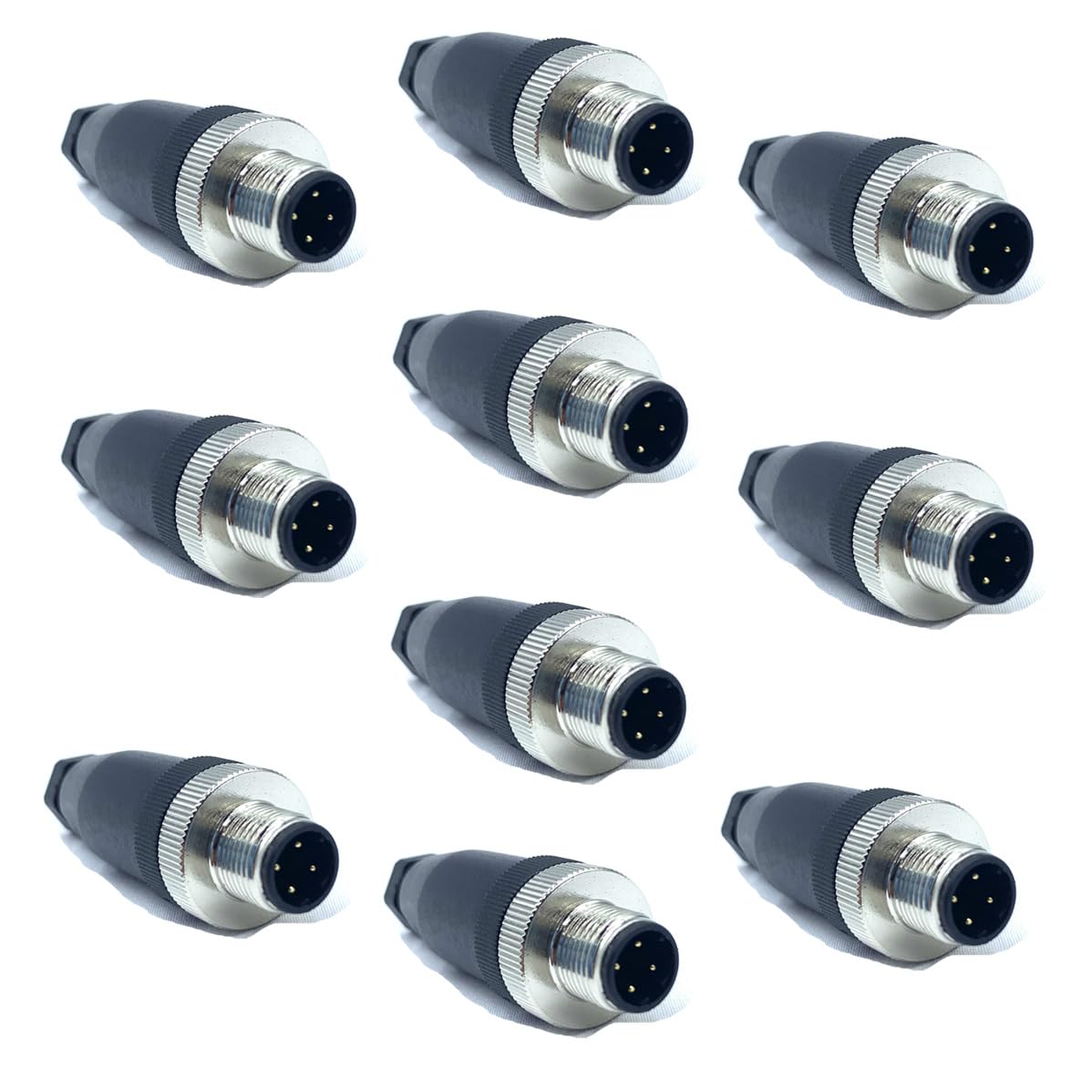 10 Stücke M12 Stecker 4 Polig, D Codierte Rundsteckverbinder 4 Pin vor Ort Installierbarer Schraubanschluss 12mm Aviation Männlicher Steckverbinder IP67 Wasserdicht Industrielle Kreisverbinder