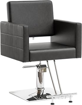 OmySalon Hydraulic Barber Chair Footrest with Extra Pegs, Salon Chair for Hair Stylist Black Hair Chair Heavy Duty, 360 Degree Swivel Styling Chair for Braiding Cosmetology Beauty Spa Hairdressing