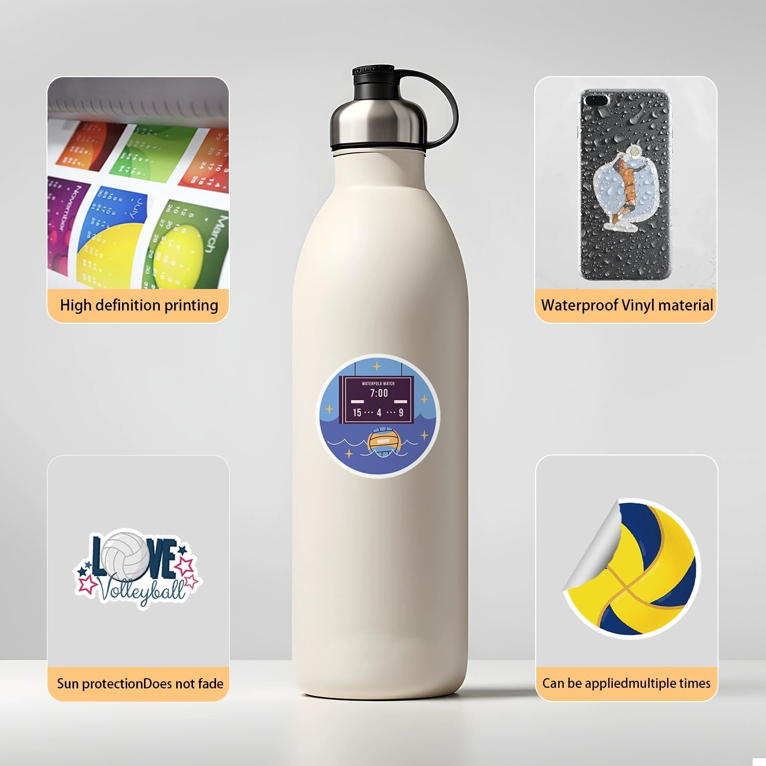 50 Pcs Volleyball Stickers for Kids Teens Adults Boys Girls Gift,Motivational Volleyball Stickers Pack for Laptop,Skateboard,Luggage,Car,Bike,Cup,Computer,Water Bottle Decor,Vinyl Waterproof Stickers - Image 4