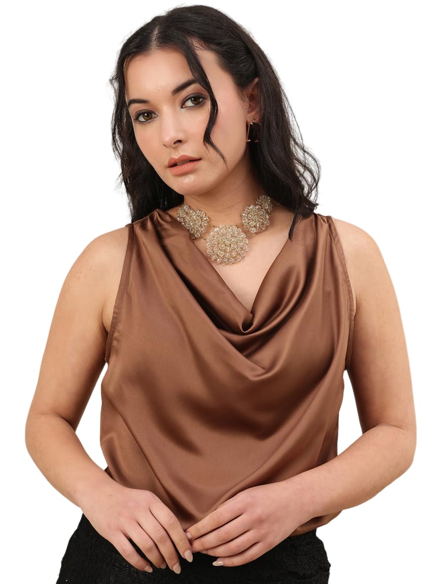 neudis Women Solid Sleeveless Cowl Neck Top-picture-43