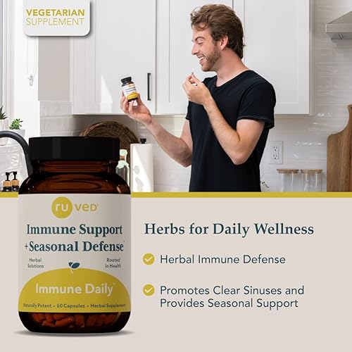 Miniatura 3 de Ruved Immune Daily, apoyo inmunológico más defensa estacional, refuerzo del sistema inmunológico ayurvédico totalmente natural, ayuda a apoyar la