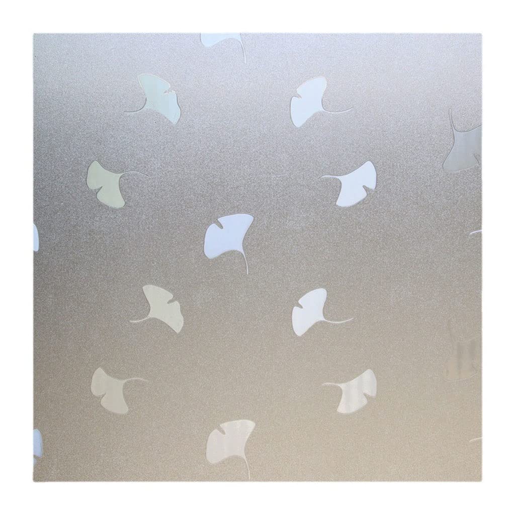 Película para Ventanas Película de ventana hoja de Ginkgo, película de vidrio esmerilado electrostático, ventana de baño, película antipeep, pegatina de aislamiento térmico Vinilo Decorativo para Vent
