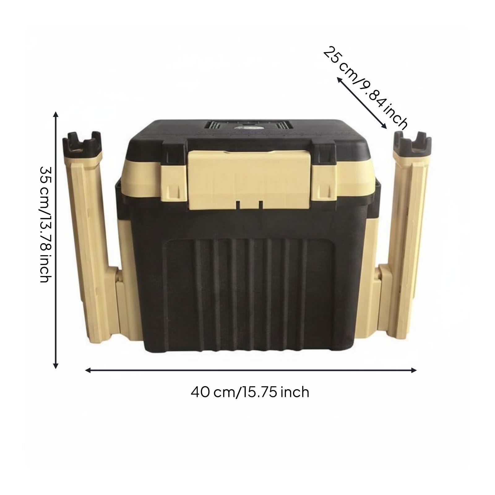 Contenitore per Attrezzatura da Pesca Scatola Esche Organizer Valigetta Sedia con 3 Strati E Chiusura Sicura in PP Robusto 18L Adatto a Pesca da Riva, Nero
