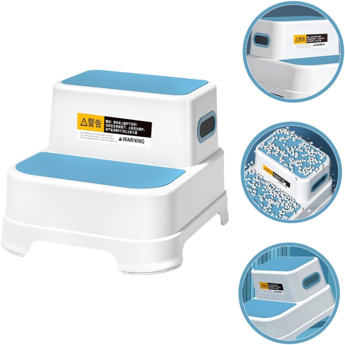 Didiseaon Boy Girl's Bathroom Step Stool Non-Slip Foot Stool for Potty Training for Boy Girl for Sink and Toilet Use Durable Peacock Blue Design