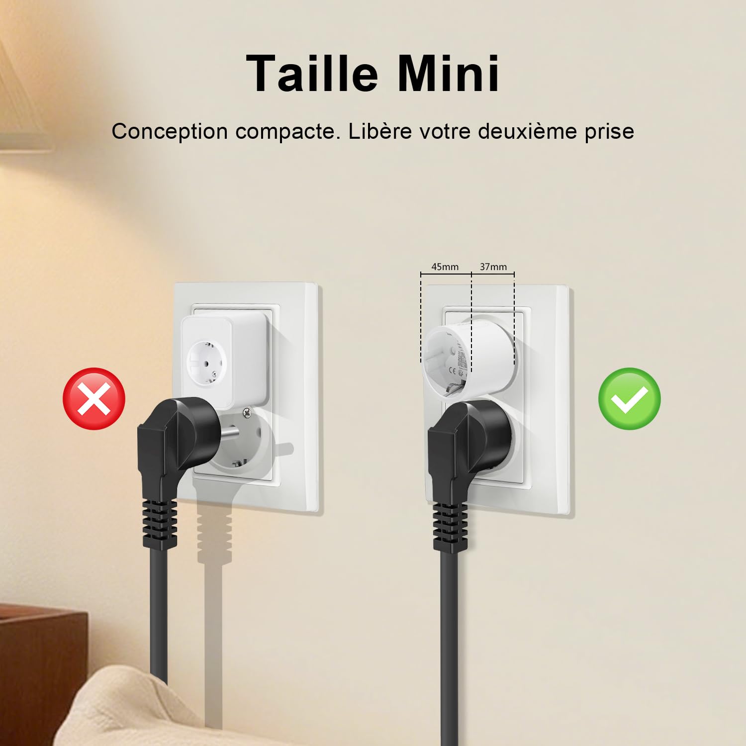 KETOTEK Mini Prise Connectée WiFi, Mesure de Consommation Électrique, Prise intelligente compatible avec Alexa, Google Assistant, APP Contrôle, Horaires et Minuterie