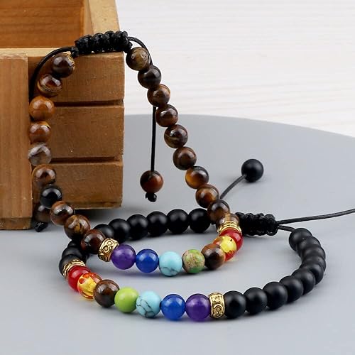 Miniatura 5 de GENTLE PEA Juego Pulseras Piedra Curativa Para Hombres Y Mujeres, Pulsera Cuentas Energía Equilibrio Yoga, Piedra Natural, Regalo Joyería