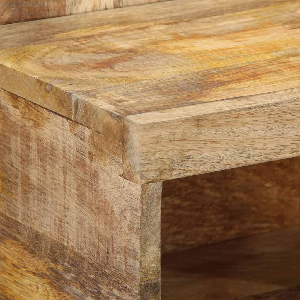 Wandmontierter Nachttisch aus Massiv-Mangoholz mit Stauraum für Schlafzimmer, Robuste Hartholz-Konsolen für Bücher und Accessoires, Einzigartige Maserung