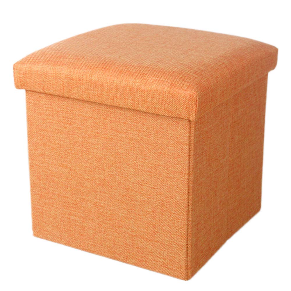 Pouf de rangement pliable jaune 38cm | Cube repose-pieds et coffre à jouets
