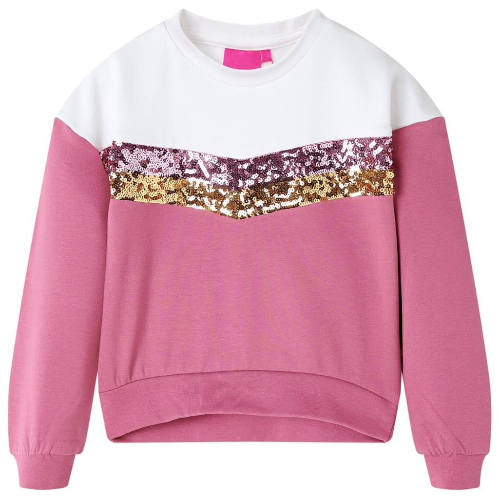 Felpa per bambini rosa lampone in cotone con paillettes, taglia bambino 1,5-2 anni, maniche lunghe, traspirante e morbida per tutti i giorni, tempo libero