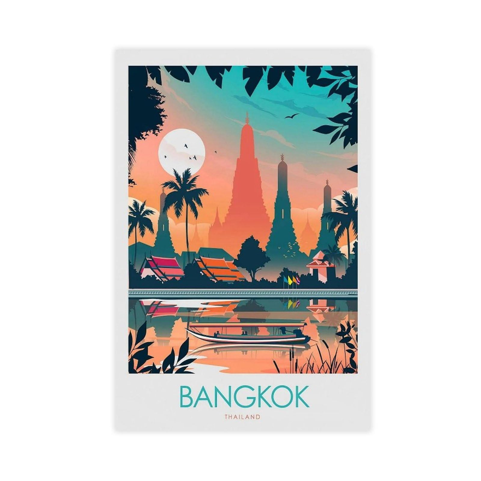 QOGDAF Bangkok Travel Thailand Canvas Poster Bedroom Decor Landscape Office Room Decor Gift 12x18inch(30x45cm)