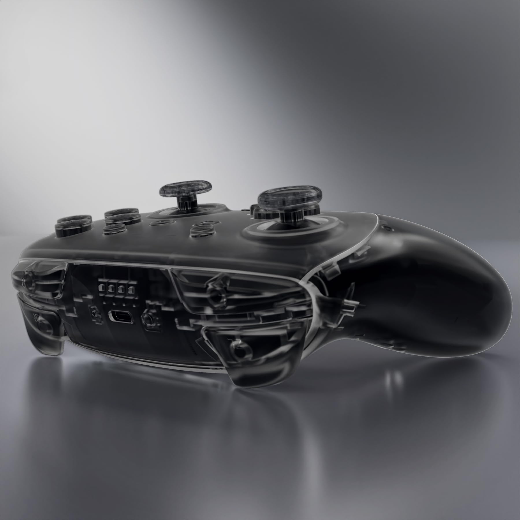 eXtremeRate DIY-Ersatz Case & Buttons Set für Switch 2 Pro Controller, Custom Front Hülle/Rückgehäuse/Joysticks/Tasten Zubehör für Nintendo Switch 2 pro Controller-Transparent Schwarz