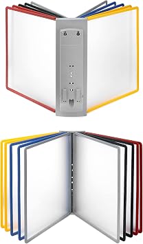 QWORK Wall Mount Reference Display System, 10 Multicolored Flip Folders for 20 Views, 8.5 x 11 Inch Document Organizer for Workshop, Restaurant Menu, Office