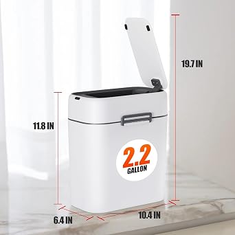 2.2 Gallon/8.3 L Kitchen Trash Can with Lid, Garbage Can with Touch-Free Lid, Cute Trash Can Automatic Trash Can Bathroom Trash Can with Lid, Motion Sensor Trash Can Waterproof Trash Bin
