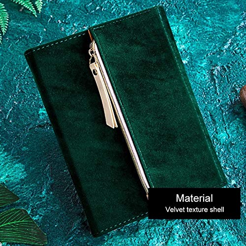Carnet B6 80 pages avec couverture en daim vert et pochette - 3