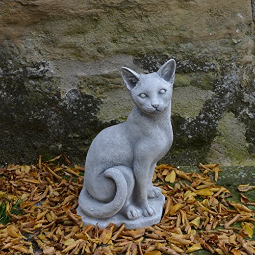 Figure de pierre massive chat décoration de jardin extérieure statue antigel - 4