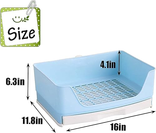 Miniatura 6 de kathson Caja de arena grande para conejos, cuenco de agua y comida de conejo, cuencos extraíbles de acero inoxidable, inodoro para mascotas, caja de