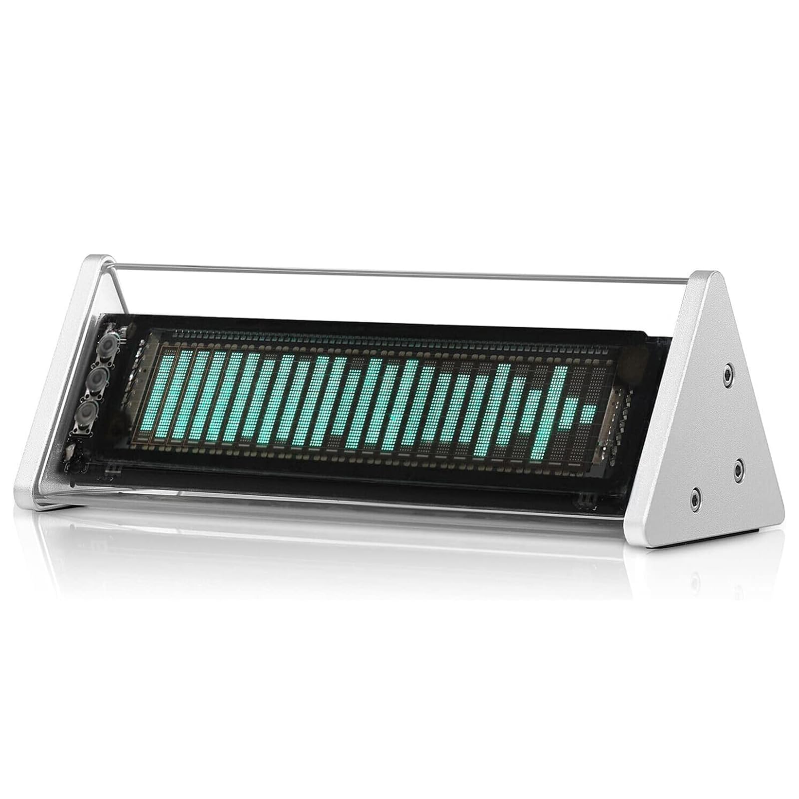 PODEC VFD Music Spectrum Clock, Vacuum Fluorescent Display Clock with Remote Control, Built-in Bt 5.0 Receiver and 2-Way Audio Switcher, Spectrum Mode Optional, for Living Room Wall Decor