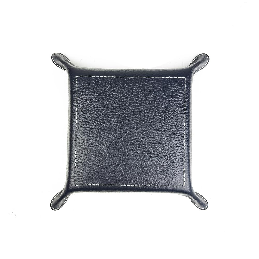 FrasiBags Bandeja Vaciabolsillos de Piel Made in Italy, Vaciabolsillos Recibidor para Llaves, Vacia Bolsillos de Cuero, Bandeja Porta Objetos Quadrada (Azul)